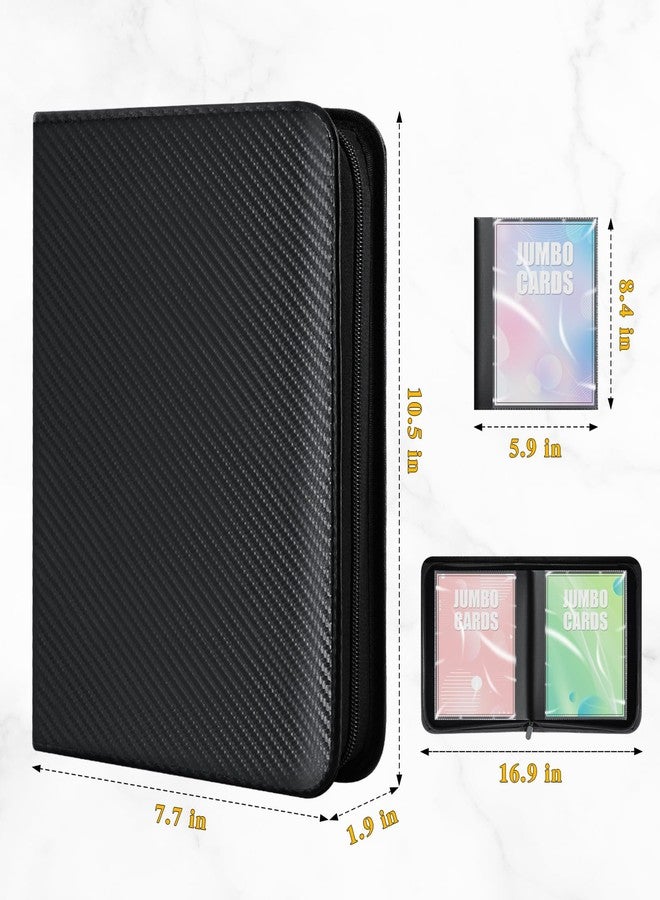 WITHYU Jumbo Card Binder for PKM- WITHYU PU Leather Ringless Card Collection Binder with 60 Pockets, 5.9'' x 8.4''Card Holders Storage Album for Game Card (Carbon Black) - Image 2